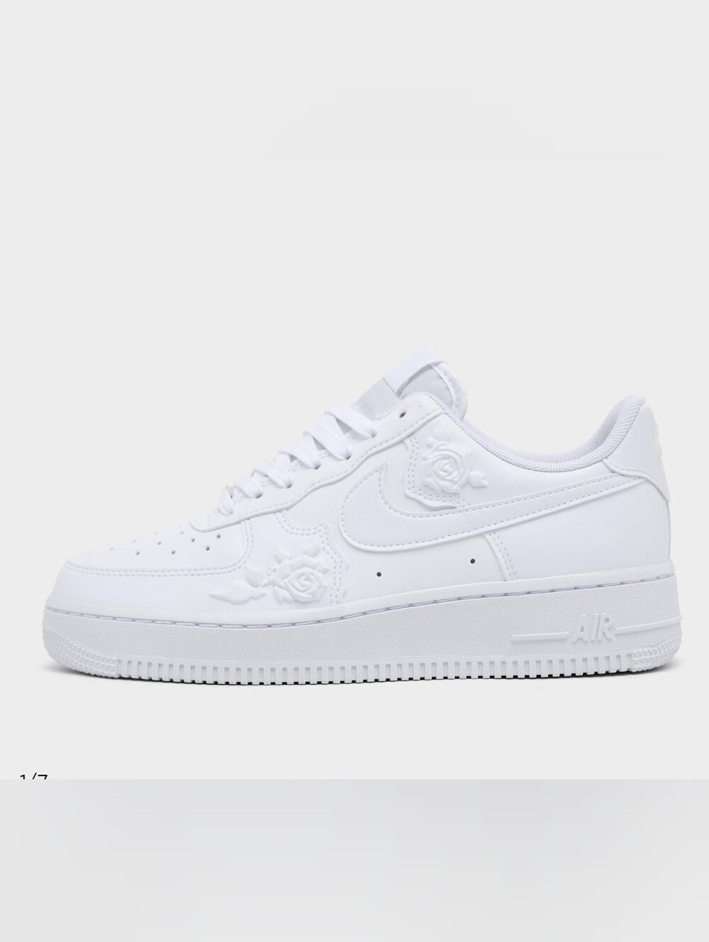 Nike Women’s All-White Floral Embossed Low-Top Sneakers With pink Crystals 10
